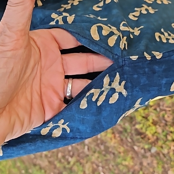 WEAVERBIRD ecocouture cotton batik print tunic top grandfather collar 36 - Picture 8 of 11